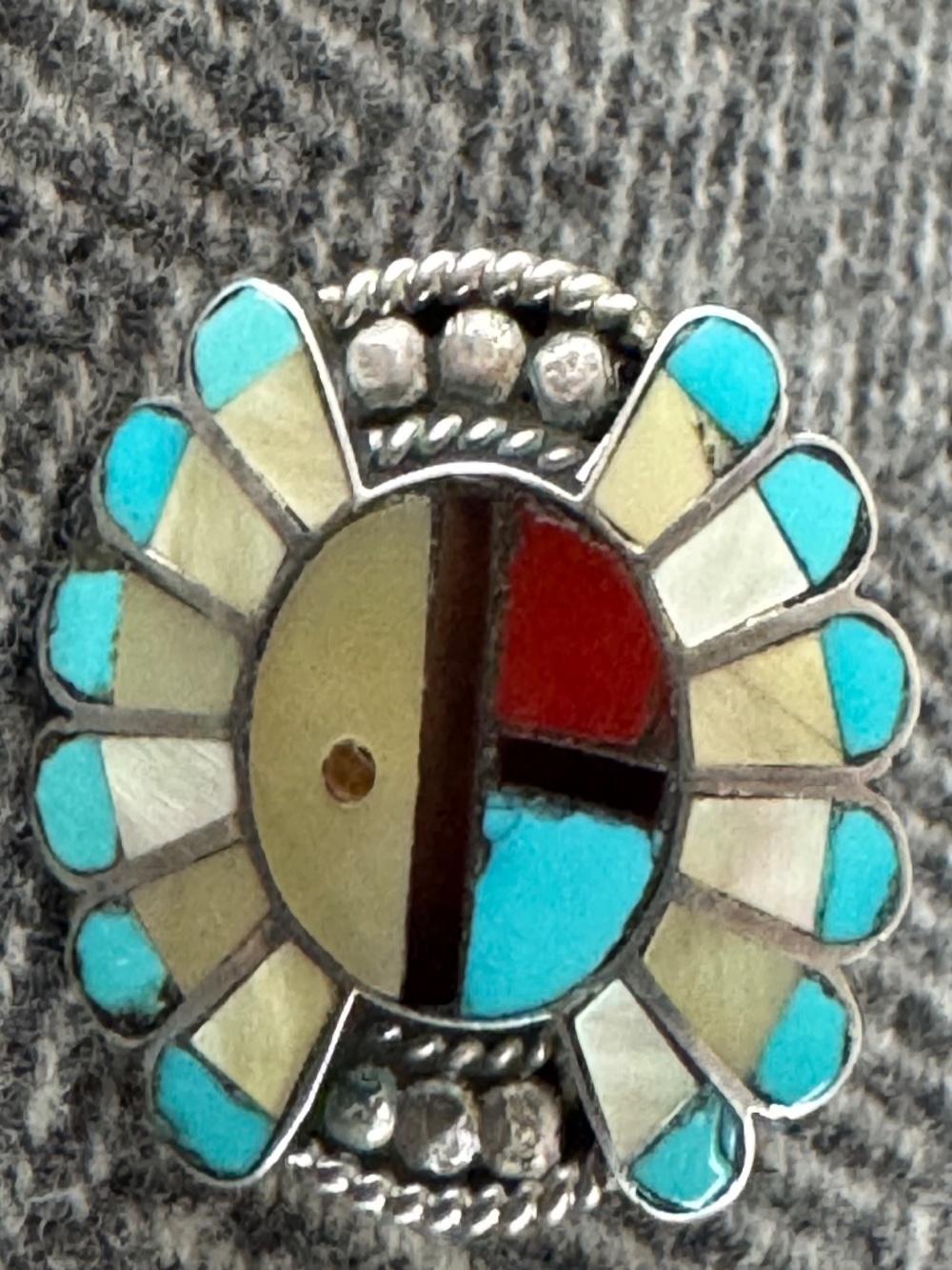 NATIVE AMERICAN, STERLING SILVER, INLAID RING